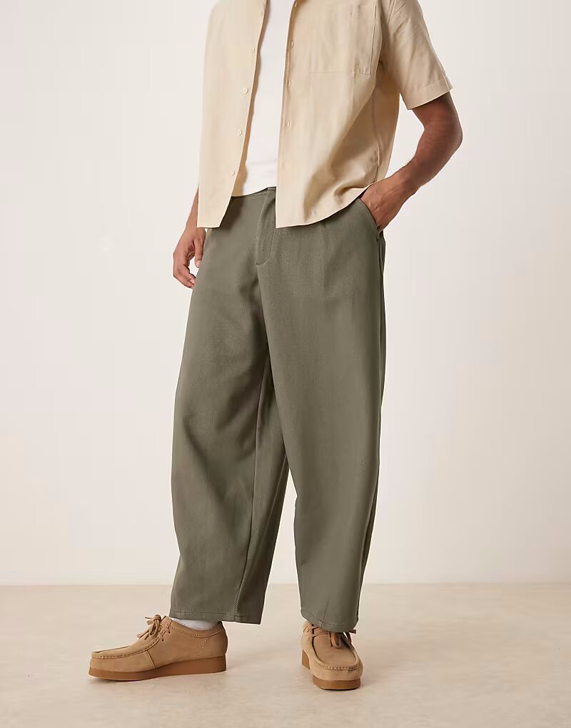 

Брюки-бочонки из твила ASOS DESIGN цвета хаки