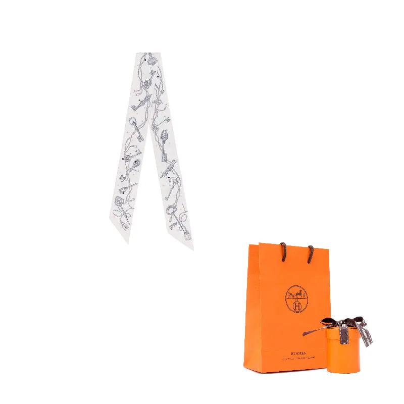 

HERMES Шёлковый шёлковый шарф женский белый, White