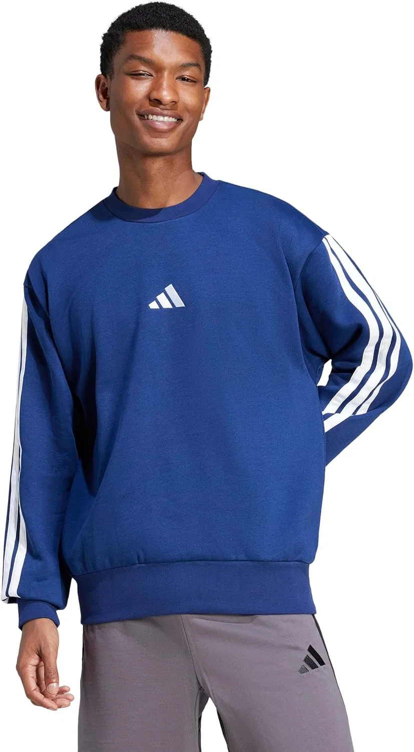 Толстовка Adidas Essentials Fleece с тремя полосками, темно-синий/белый