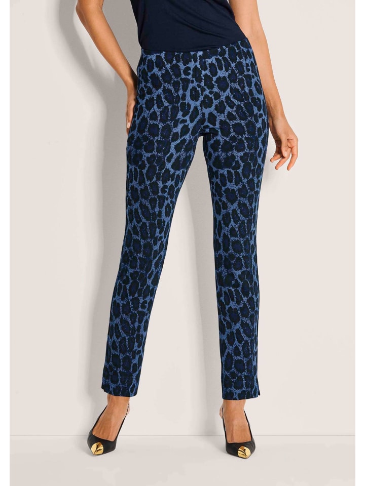 

MADELEINE Прямые трикотажные леггинсы с животным принтом, темно-синего и черного цвета
