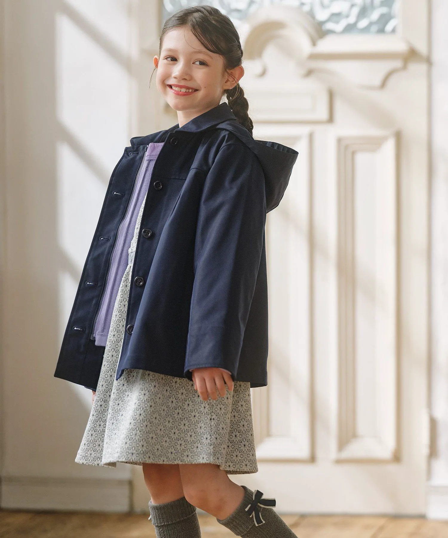 Куртка [150-170 см] Верхняя одежда, растягивающаяся на 3 части Kids Suite, Navy x Lavender [075] — фото 3