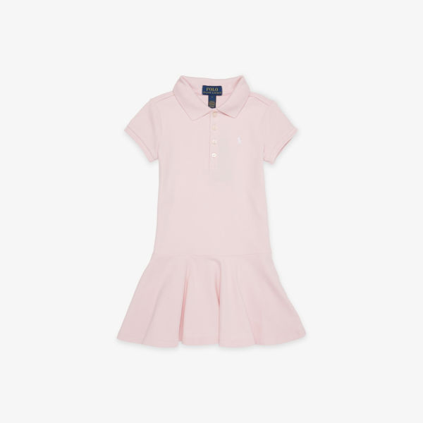 

Платье из хлопка с логотипом, с эластичной тканью, для девочек Polo Ralph Lauren, белый