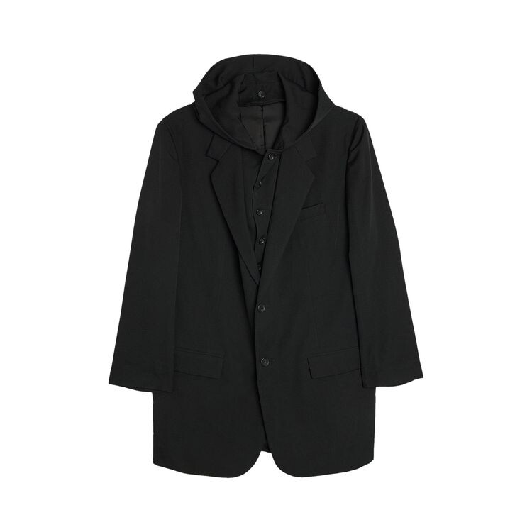 

Куртка Yohji Yamamoto Pour Homme Wrinkle Gabardine Hooded Jacket Black, черный