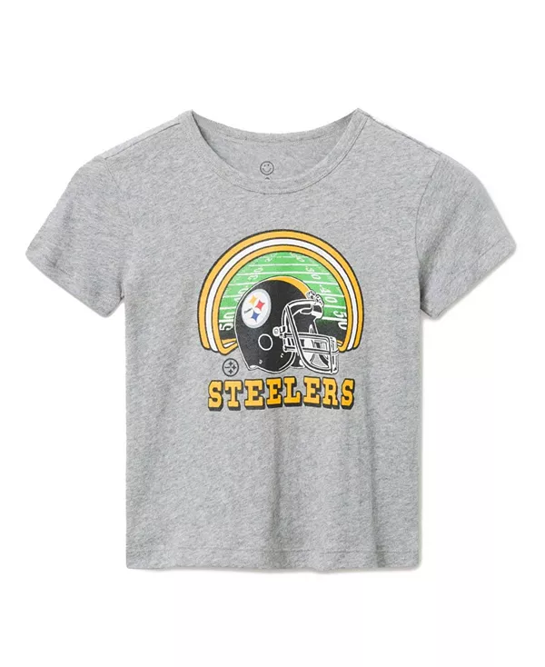

Футболка унисекс с символикой команды НФЛ «Питтсбург Стилерс» - для малышей и взрослых. Junk Food Clothing, серый