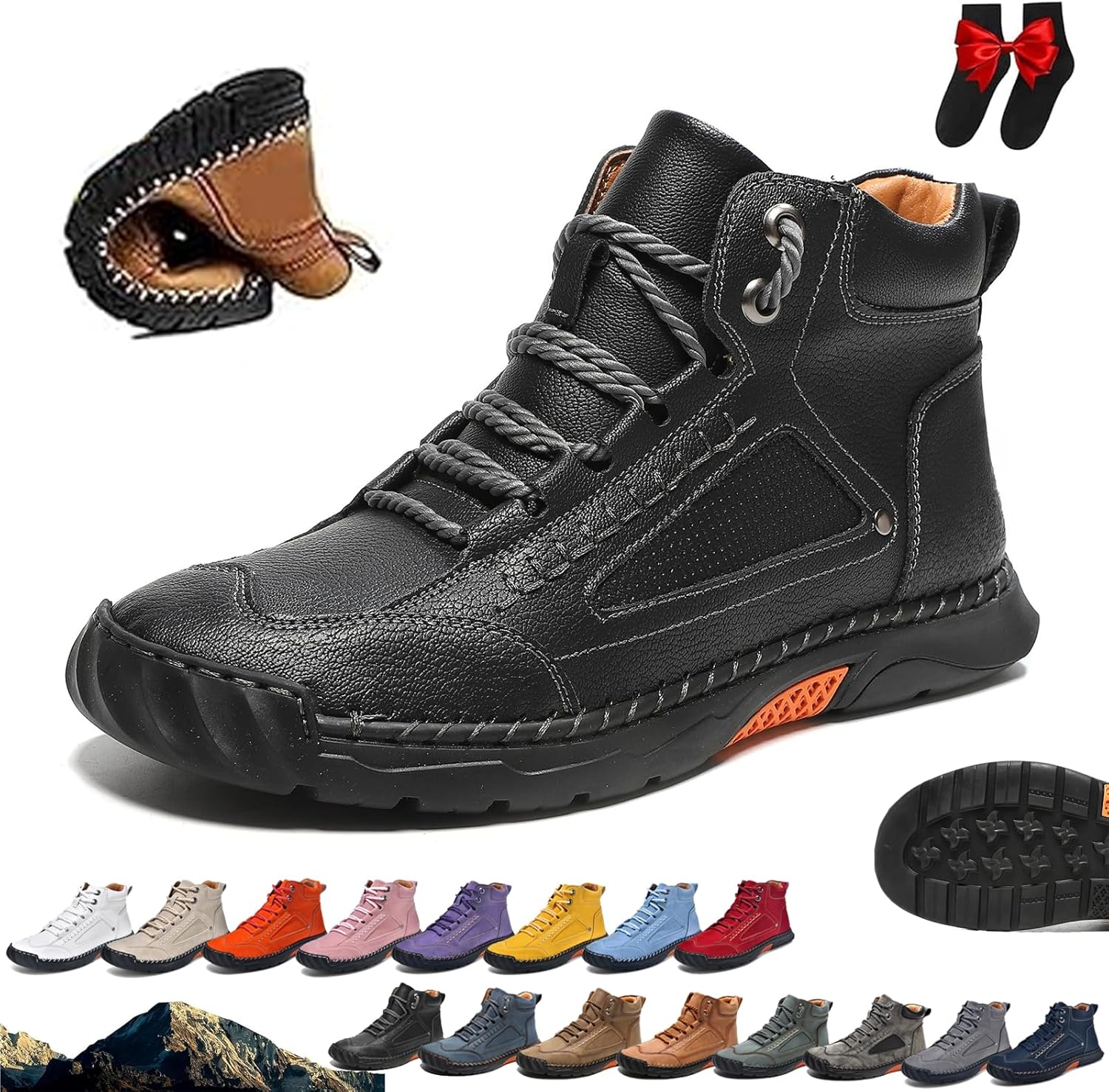 

Мужские ортопедические кожаные ботинки без шнурков, мужские удобные ручной работы кожаные ботинки - водонепроницаемые, с поддержкой свода стопы, снятием давления, просторным носком, наружные кожаные туфли для прогулок, вождения и кроссовки Ghtrh...