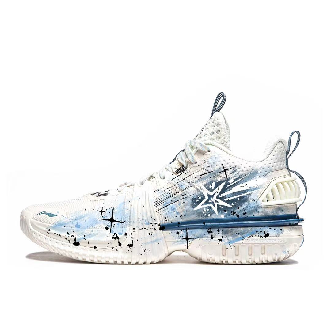 

LINING Кроссовки баскетбольные мужские низкие Storm 2024 Cushioning, Wear Resistant сине-белые