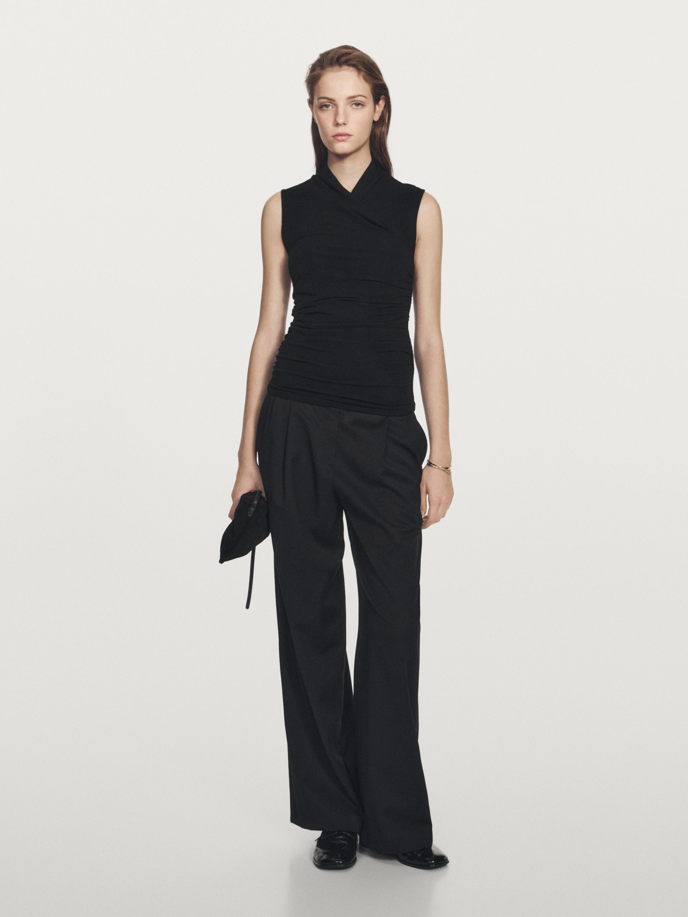 

Топ без рукавов с драпировкой Massimo Dutti, черный