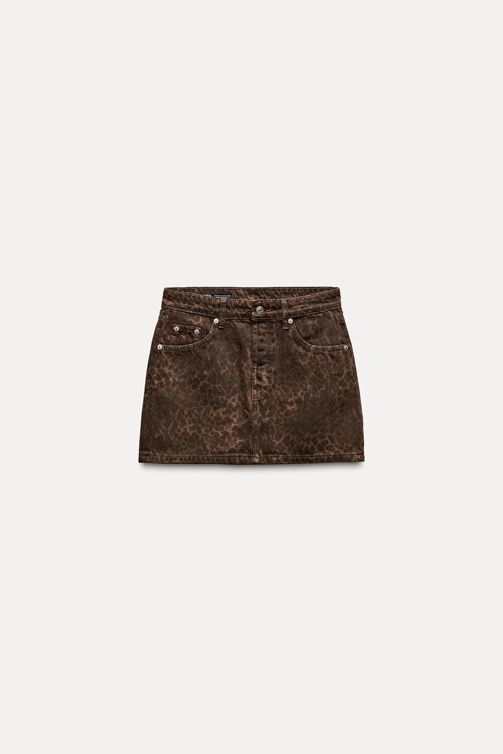 

Мини-юбка trf denim с животным принтом ZARA, цвет leopard