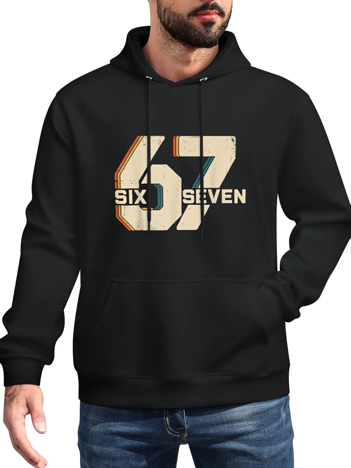 

Толстовка с капюшоном Men Fun 67 Numbers, модная, мягкая, с длинными рукавами и карманом