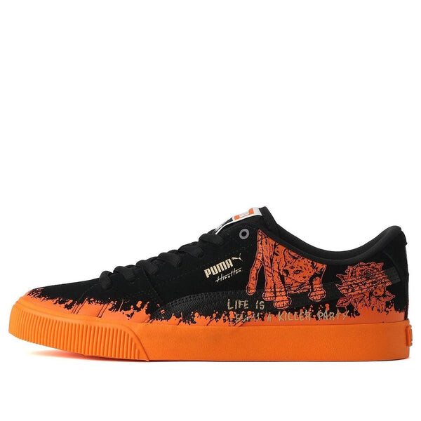 

Кроссовки suede skate x hirotton 'black orange' Puma, черный