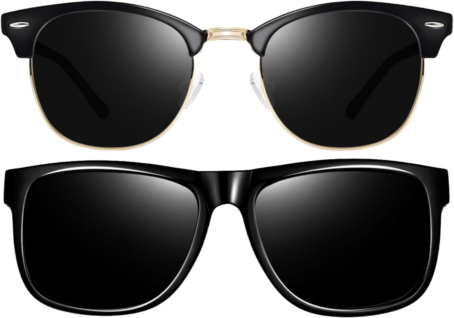 

Комплект солнцезащитных очков Joopin Trendy Half Frame & Retro Square: поляризованные черные винтажные солнцезащитные очки для женщин и мужчин с защитой от УФ-излучения и лучистых лучей