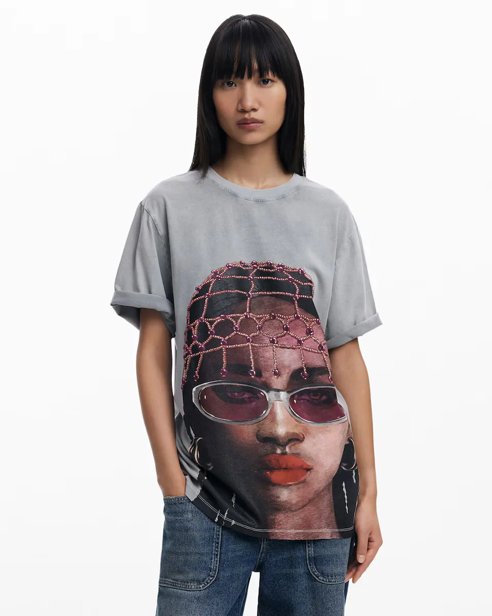 

Женская футболка с коротким рукавом Cara Desigual, серый