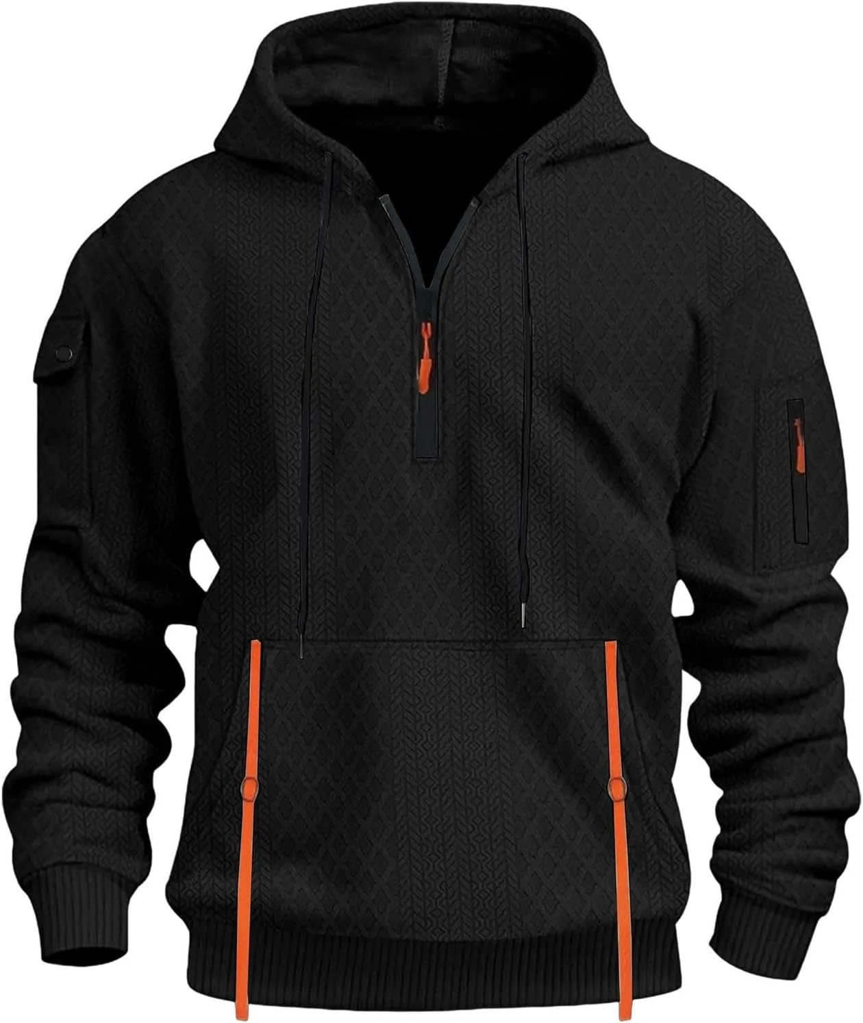 

Мужская толстовка с капюшоном и молнией на четверть, тактическая, винтажная