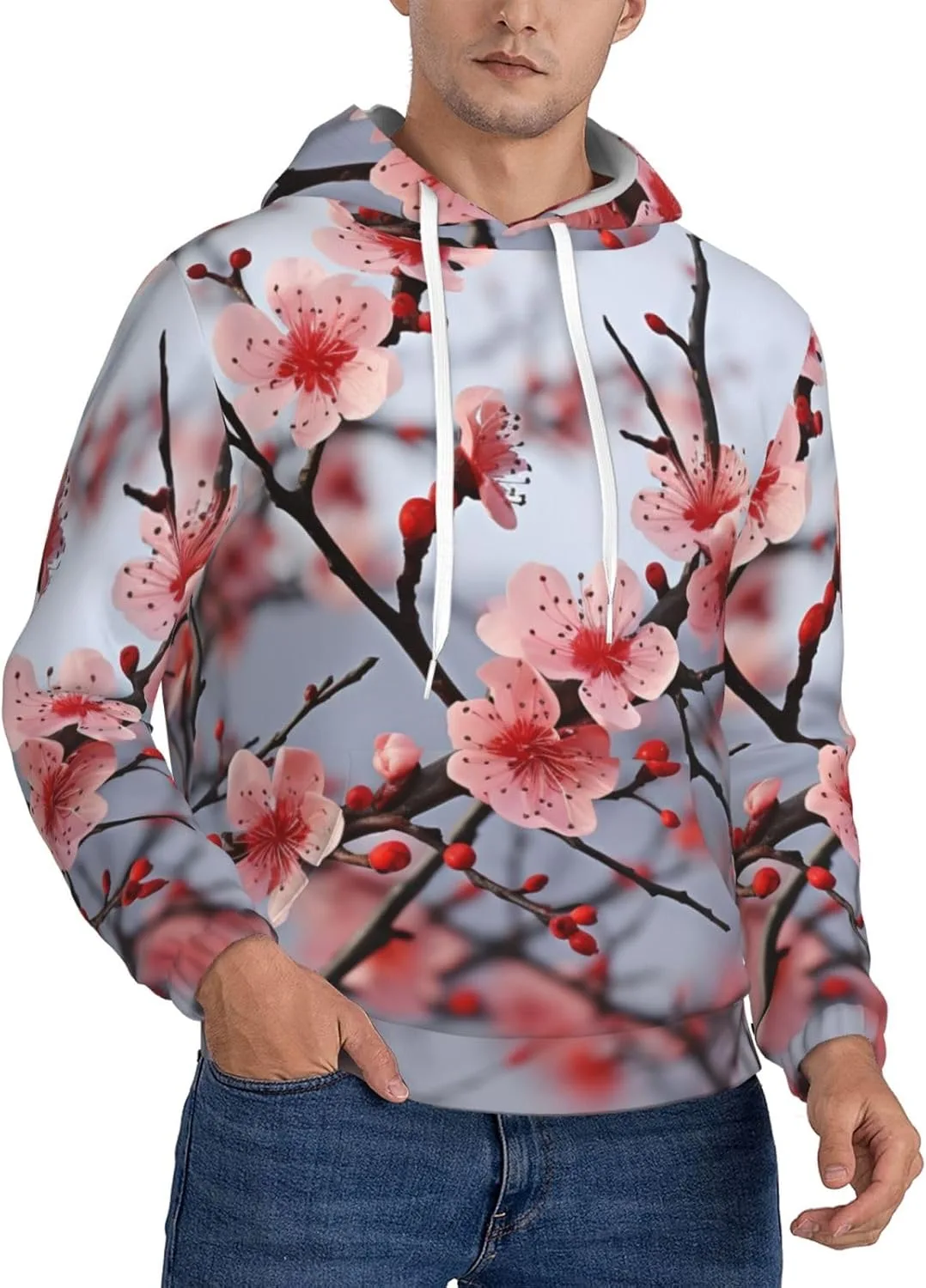 

Мужская флисовая толстовка с капюшоном Delicate Cherry Blossoms KKLWEGU