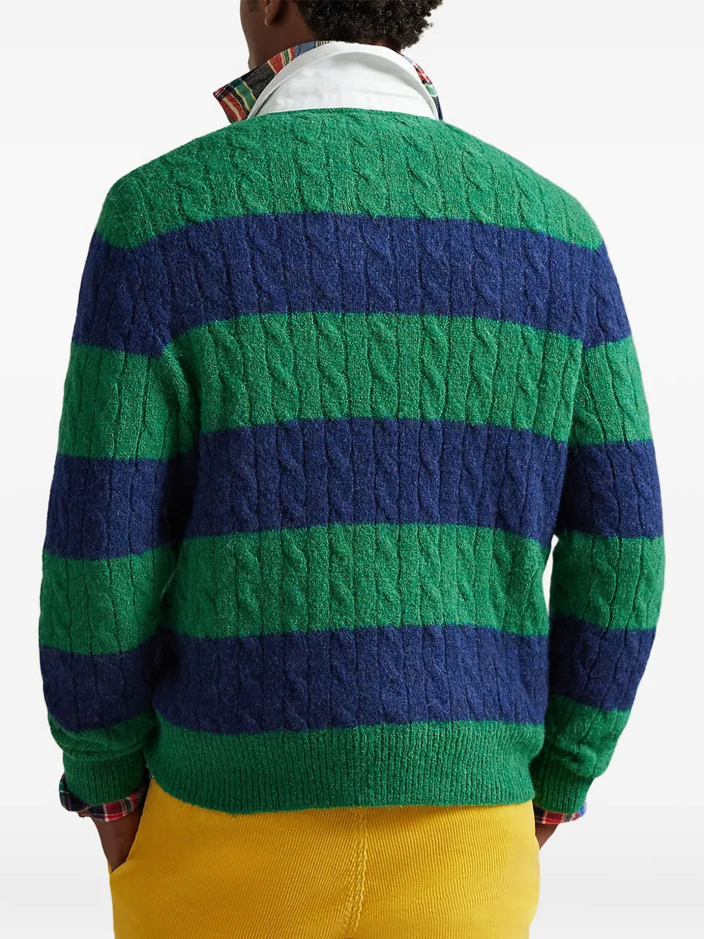 Кабельный трикотажный поло в полоску в стиле регби Polo Ralph Lauren, зеленый — фото 4