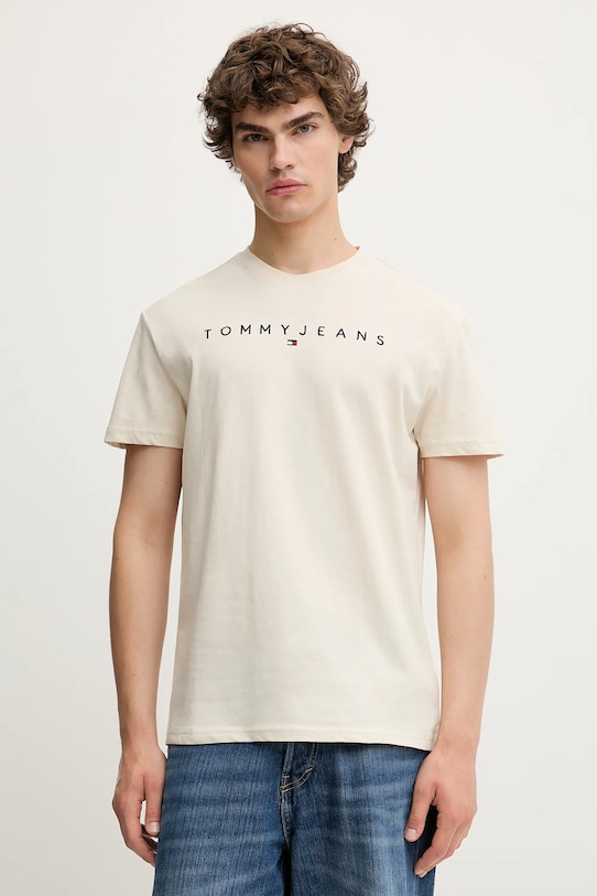 

Хлопковая футболка Tommy Jeans, бежевый