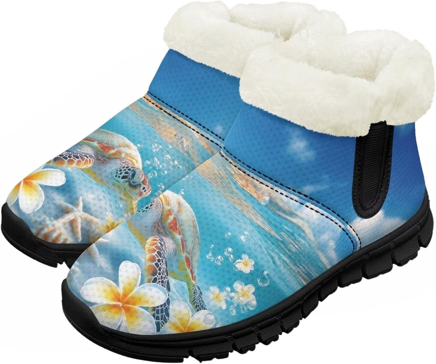 

Зимние ботинки Chririnla для малышей, мальчиков и девочек, теплые низкие ботинки с искусственным мехом для холодной погоды на улице, Tropical Turtle