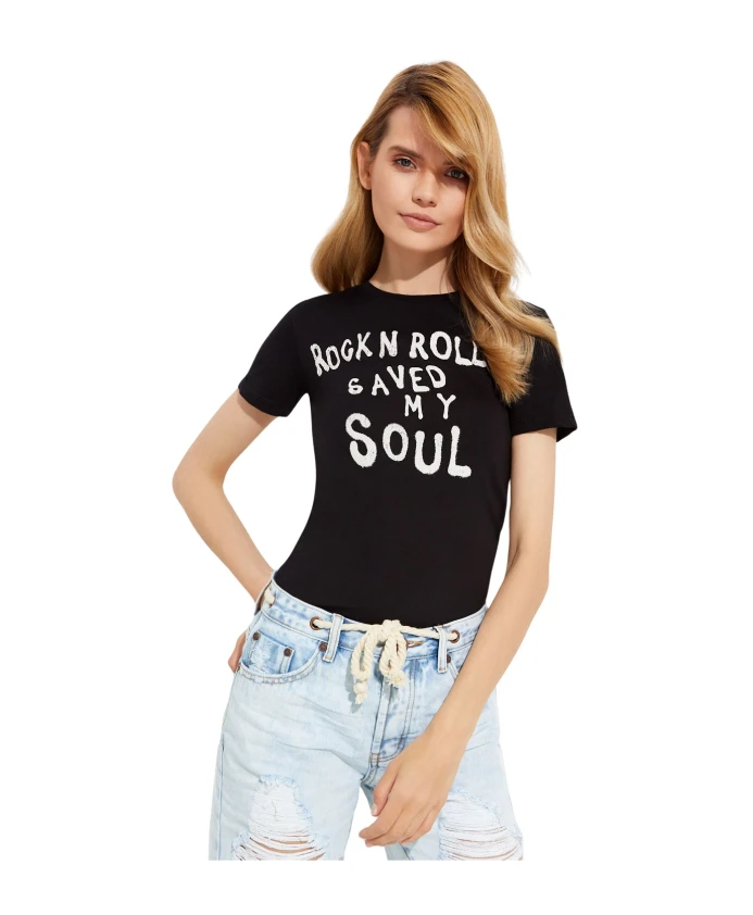 

Черная футболка в стиле рок-н-ролл One Teaspoon, черный