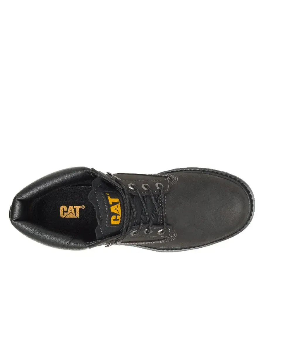 Взрослые ботинки Caterpillar из кожи со шнуровкой, черный / желтый — фото 4