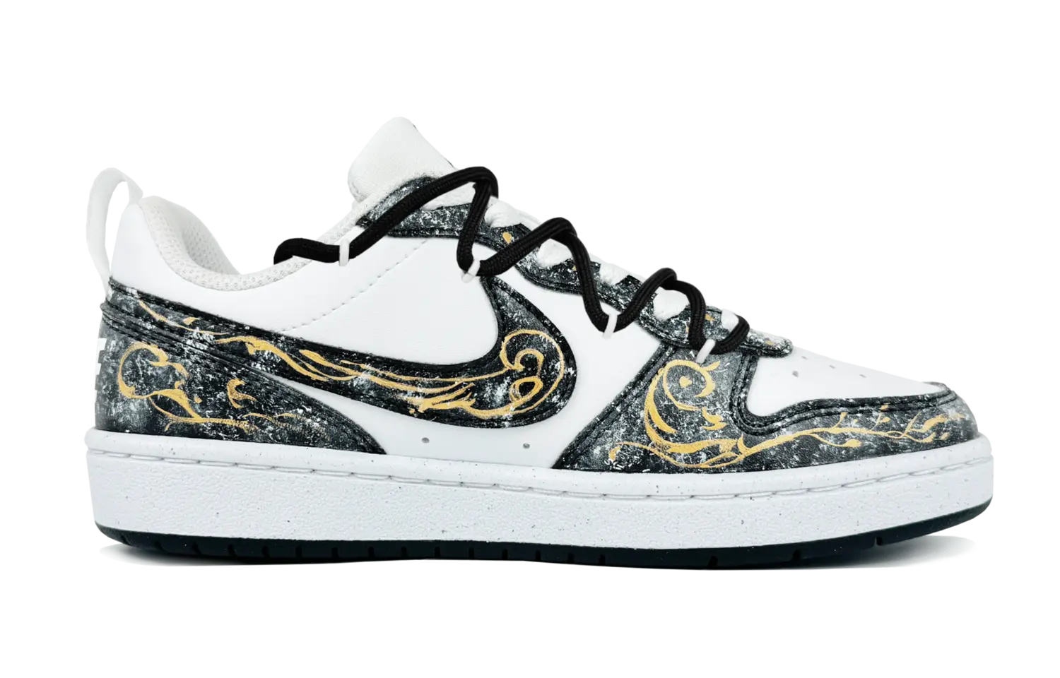 Nike Court borough golden pattern slip resistant противоскользящие устойчивые к истиранию низкие кроссовки для скейтбординга gold kids' — фото 4