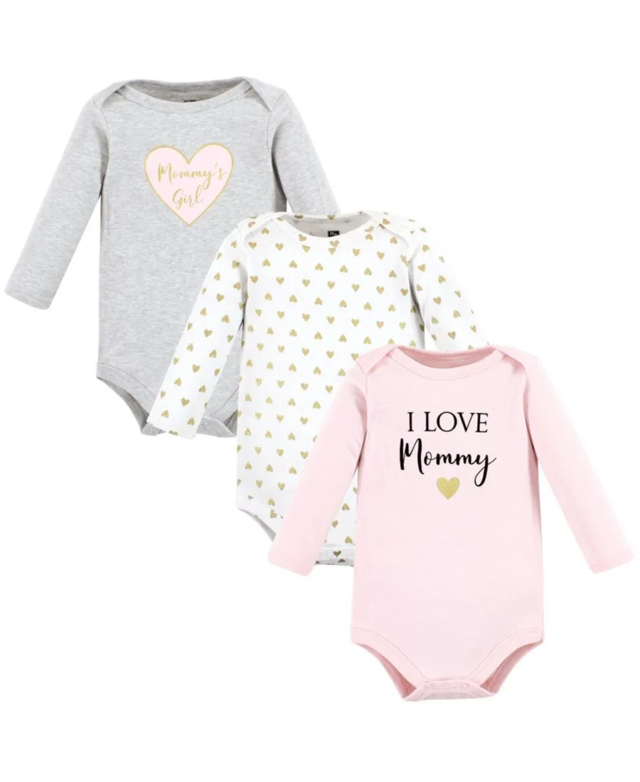 Комплект из 3 хлопковых боди с длинными рукавами Hudson Baby, Girl Mommy 3-Pack