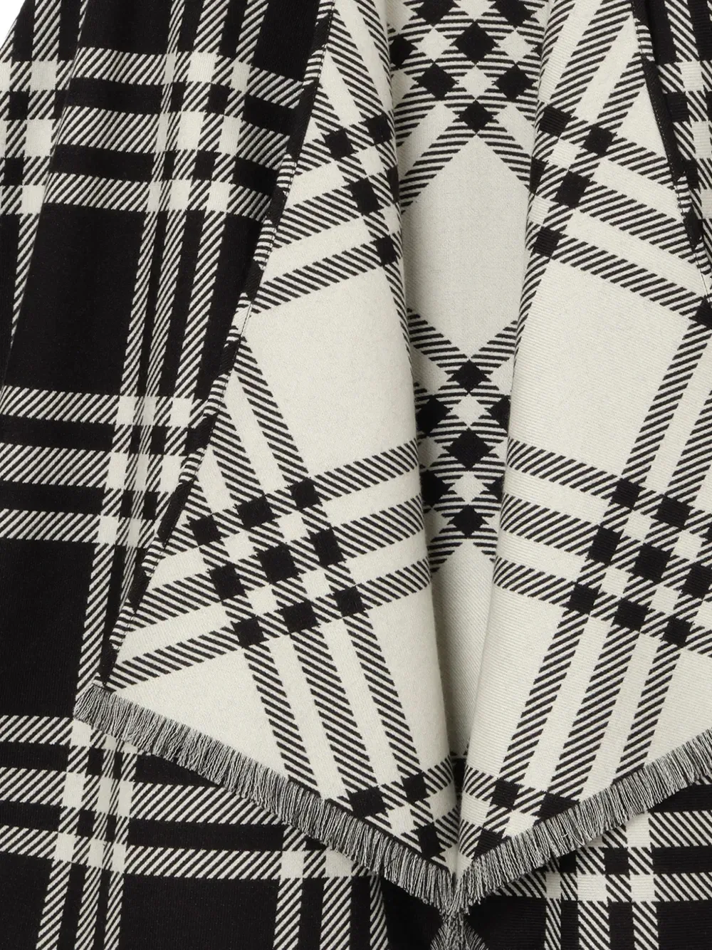 Клетчатая шерстяная шелково-кашемировая накидка Burberry, черный — фото 2