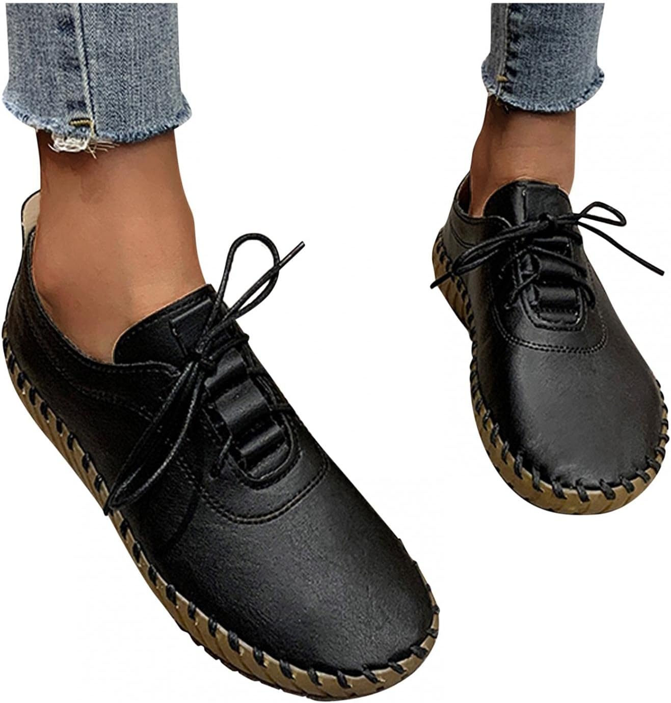 

Женские винтажные оксфорды Hbeylia, ретро стиль, кожаные, с круглым носком, на шнуровке, без застежки, на плоской подошве, модные кроссовки с резиновой подошвой, противоскользящие, для игр, стильные слипоны и лоферы для школьной формы, черный