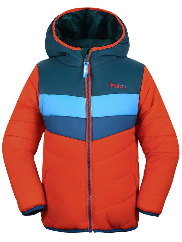 

Всесезонная стеганая куртка Баз оранжево-синего цвета Peek U