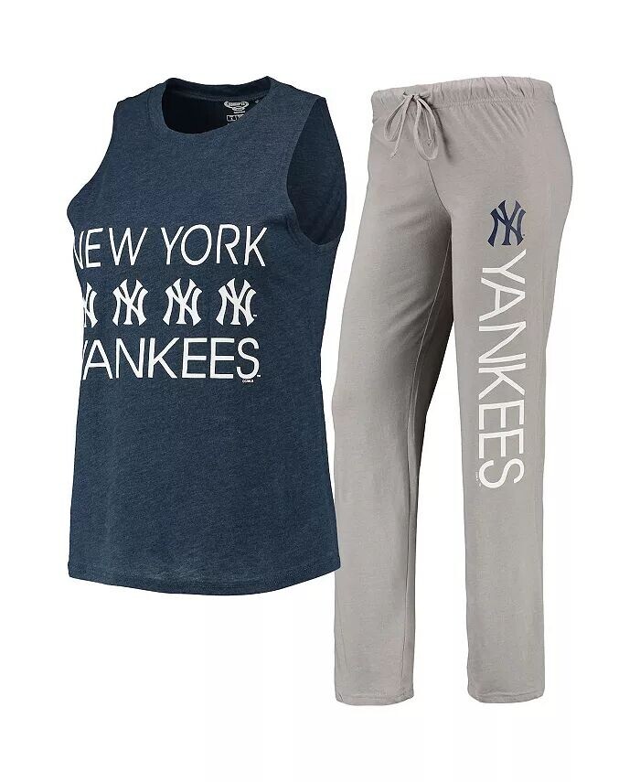 

Женский серый, темно-синий комплект для сна из майки и брюк New York Yankees Meter Muscle Concepts Sport