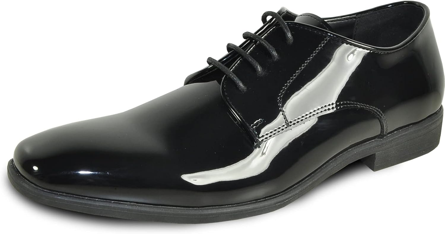 

Мужские туфли VANGELO Oxford для торжественных мероприятий и свадьбы - ширина обуви доступна, черный лаковый/коньячный