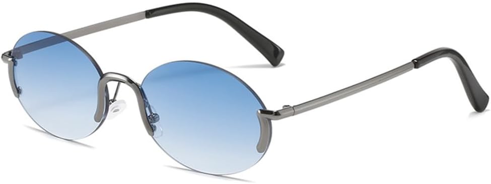 

Солнцезащитные очки для женщин 2027 года, летние, без оправы, винтажные, золотистая оправа, овальные, модные, розовые, для женщин, защита от ультрафиолета UV400 MTZJH, Bule