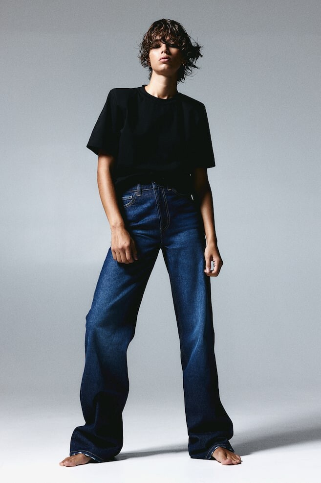 

Широкие ультравысокие джинсы H&M, синий