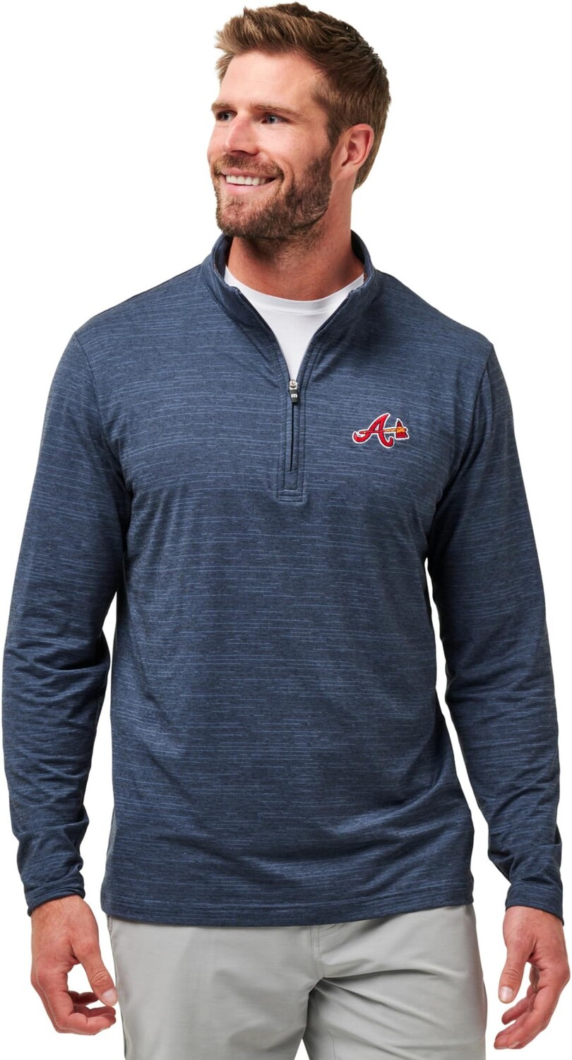 

Толстовка TravisMathew Atlanta Braves The Heater 1/4 Zip, цвет Vintage Indigo/Black