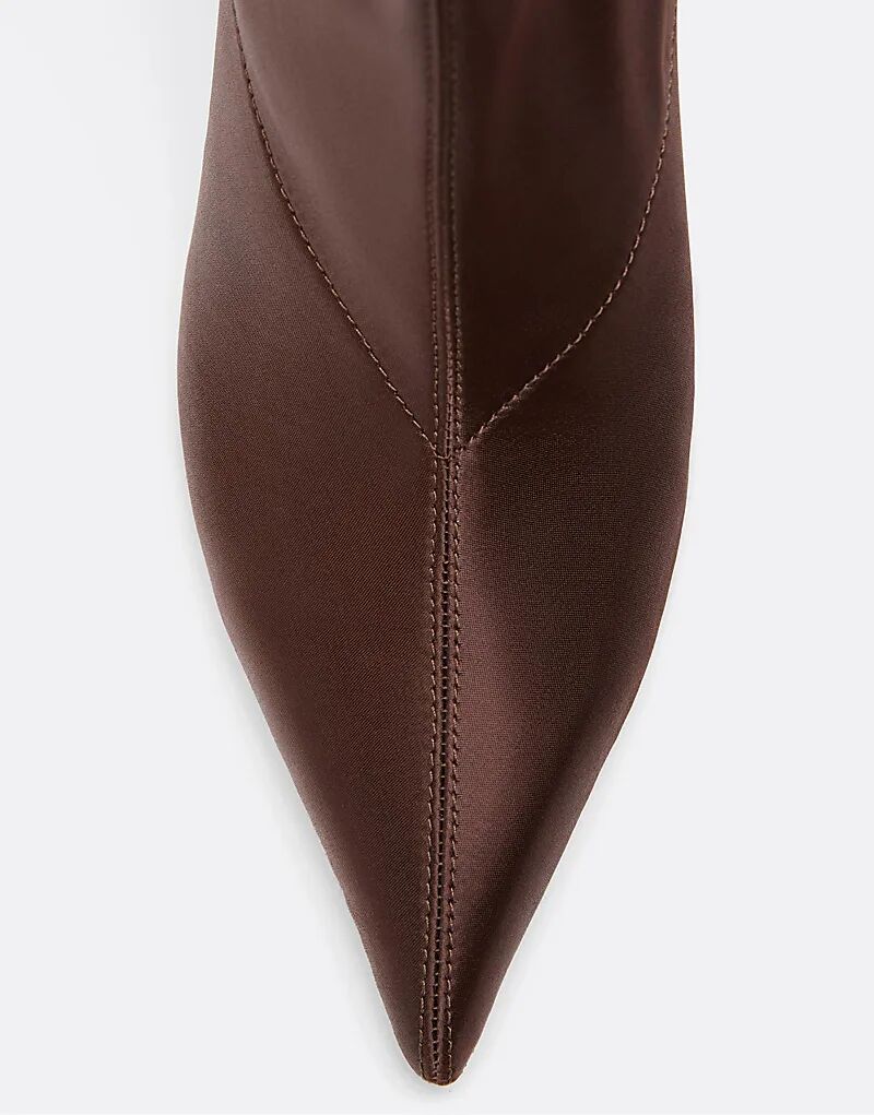 Ботильоны Stradivarius Stretch на высоком каблуке коричневого цвета — фото 2