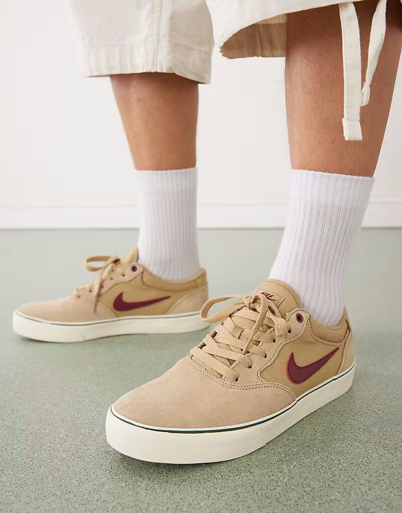 Кроссовки Nike SB Chron 2 светло-коричневого цвета — фото 3