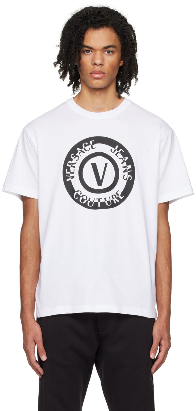 

Футболка с V-образной эмблемой Versace Jeans Couture, белый