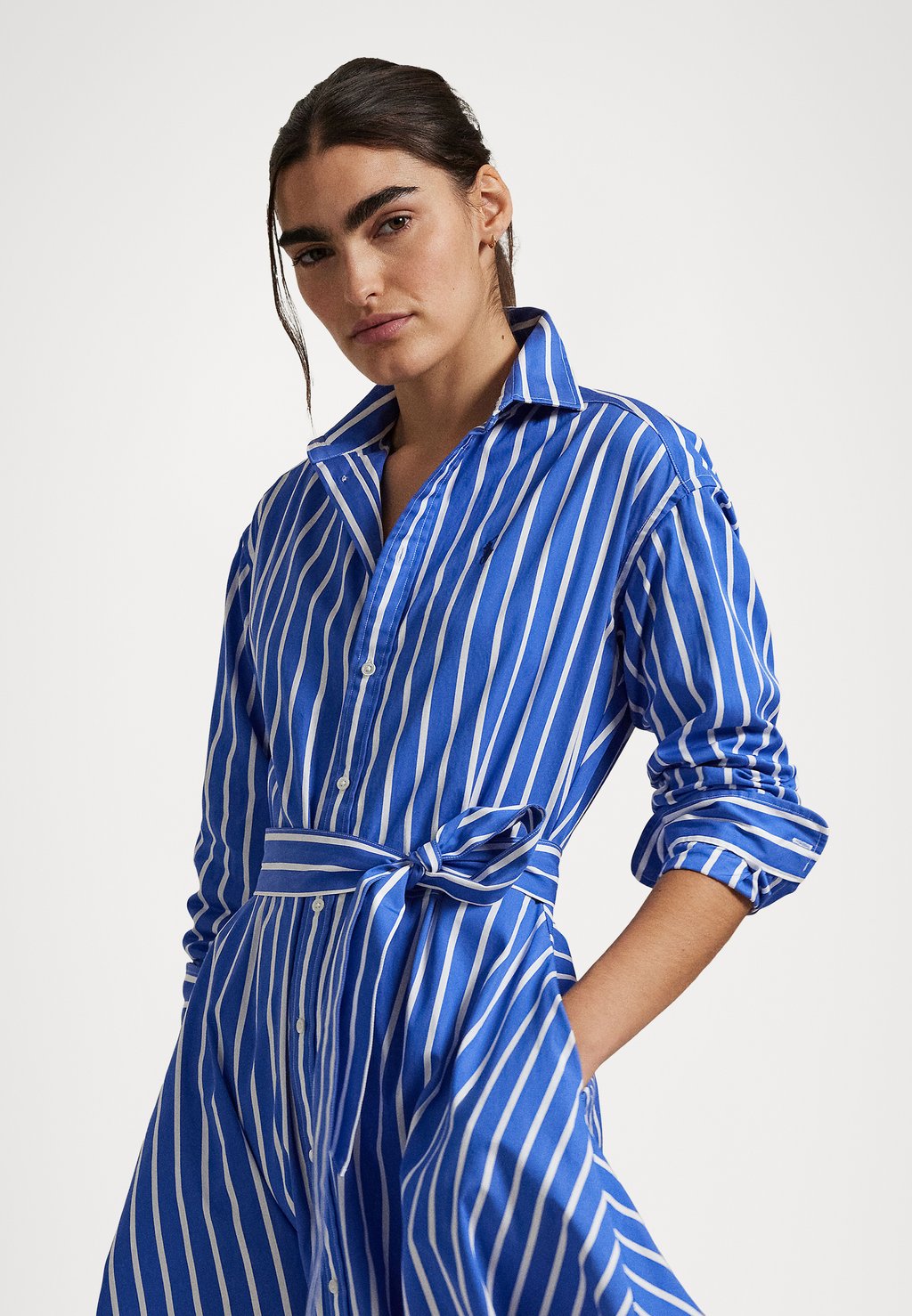 

Платье-рубашка BELTED WIDE STRIPE COTTON SHIRTDRESS Polo Ralph Lauren, синий
