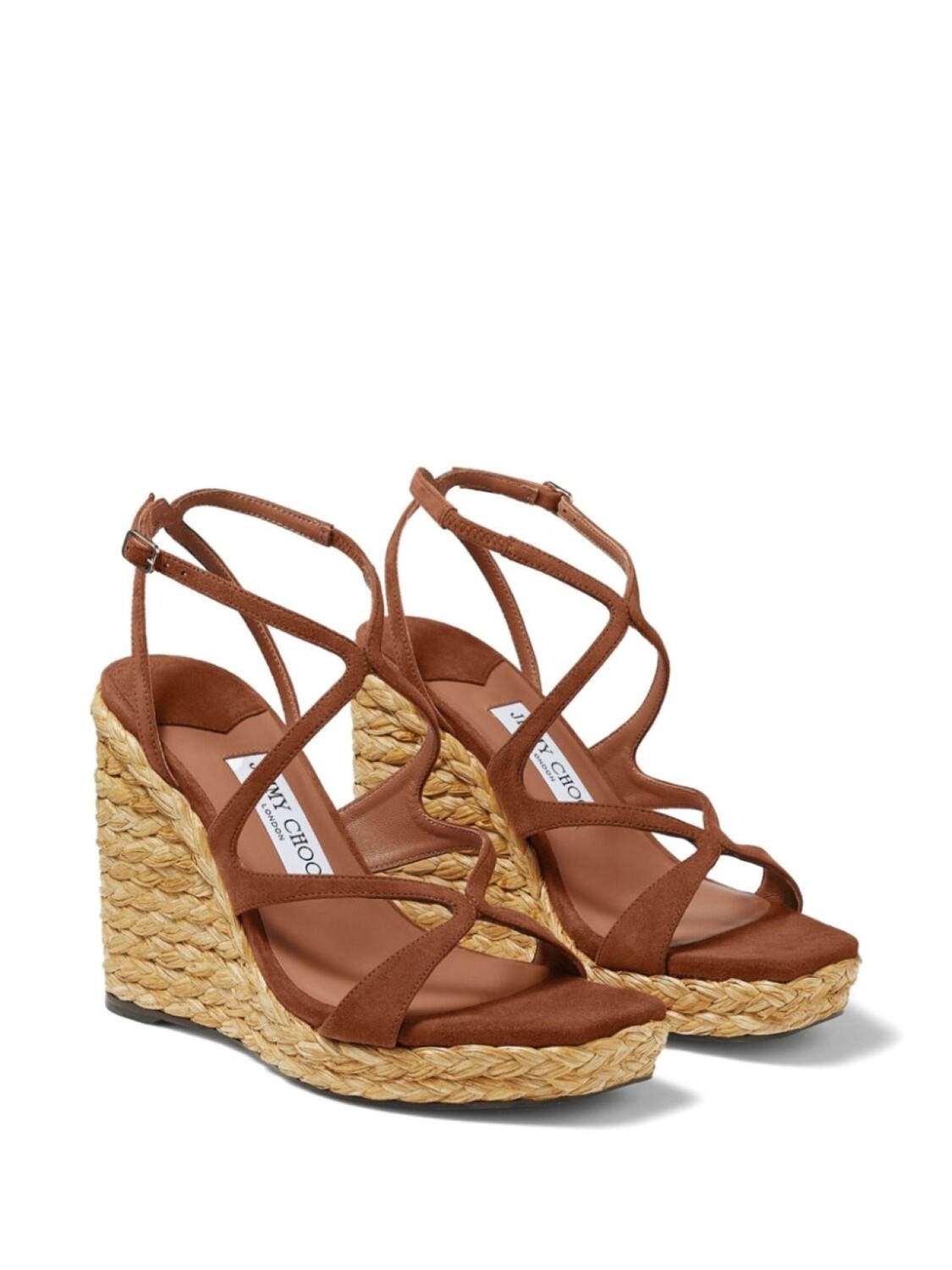 Jimmy Choo босоножки Ayla 110 на танкетке, коричневый — фото 2