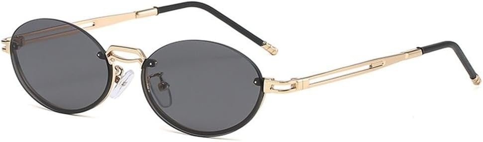 

Модные солнцезащитные очки в стиле панк без оправы с металлическими градиентными линзами овальной формы, защита UV400, безрамочные очки для женщин и женщин KTUCN, Black Grey