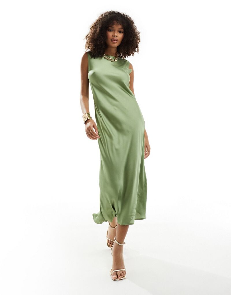 

Зеленое атласное платье миди ASOS DESIGN