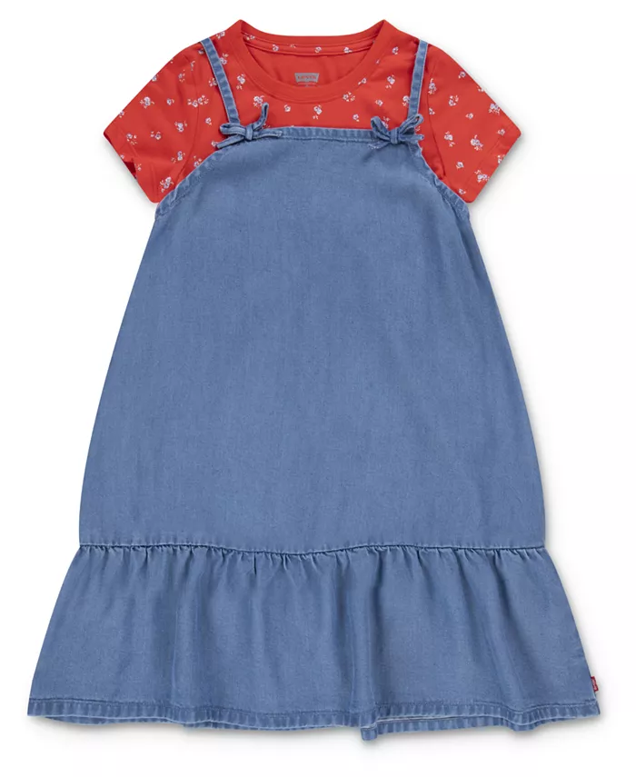 

Платье для девочек постарше с возможностью многослойной носки и футболкой Levi's