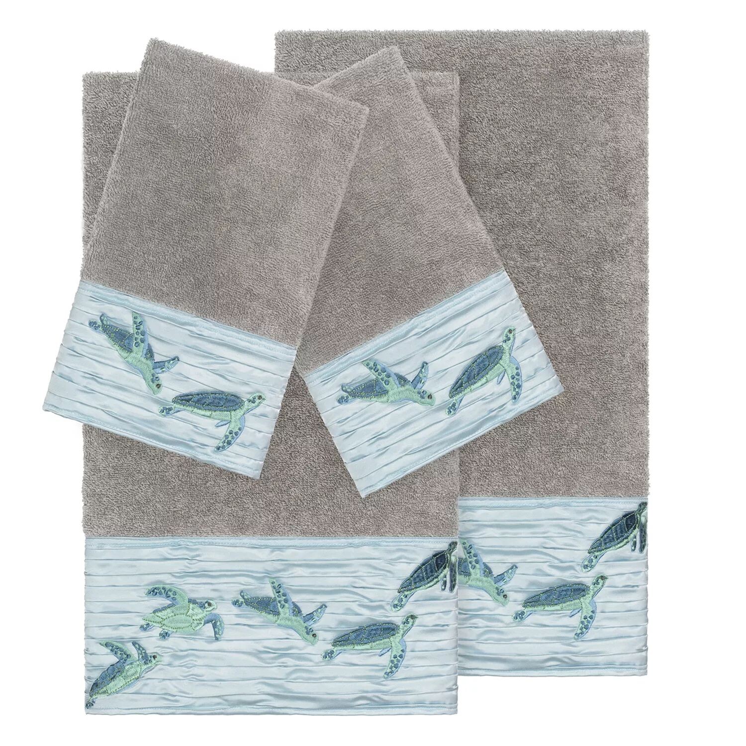 

Linum Home Textiles Турецкий хлопок Mia Набор украшенных полотенец из 4 предметов, темно-серый