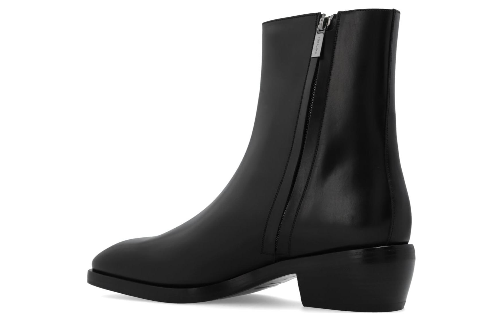 Кожаные ботинки с квадратным носком Ferragamo, черный — фото 4