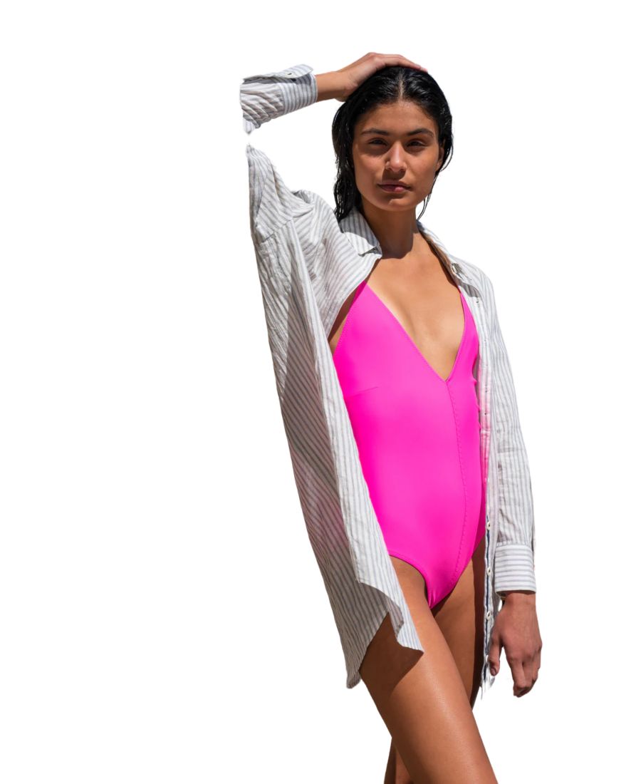 

Женский слитный купальник с двусторонней завязкой на спине Ansea, Pink/ navy