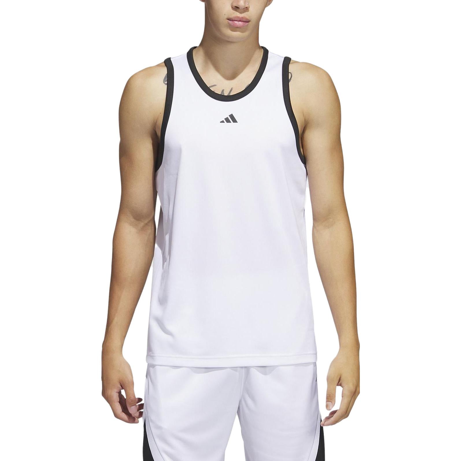 Топ adidas Legends Basketball 3-Stripes Tank Top 'White' IC2460, белый — фото 2