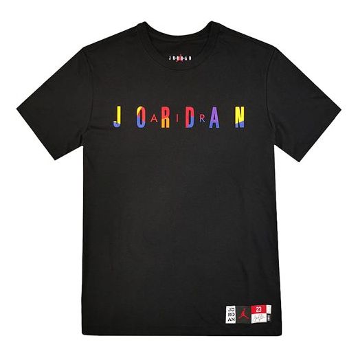 

Футболка с цветным логотипом, дышащие, с коротким рукавом, Air Jordan, черный