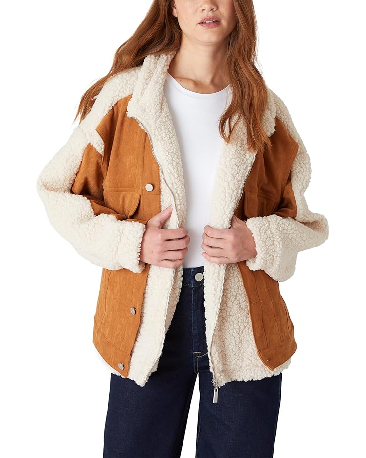 

Куртка Blank NYC Oversized Faux Suede and Sherpa Trucker Jacket, разноцветный