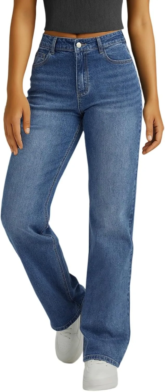 

Джинсы High Waisted Plus Size для женщин с формами, Stretchy Straight Leg Flare, мягкие и свободные