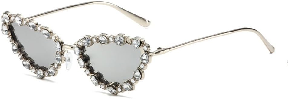 

Солнцезащитные очки «кошачий глаз» для женщин, солнцезащитные очки с кристаллами для мужчин, солнцезащитные очки для женщин с защитой от УФ-излучения UV400 generic, Silver