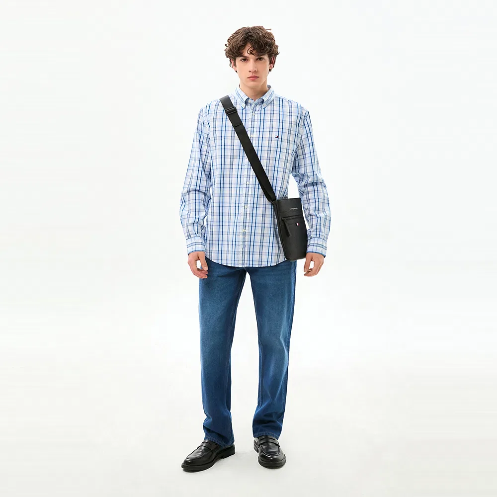 Мужская рубашка Regular Fit из поплина в среднюю клетку синяя от Tommy Hilfiger — фото 2